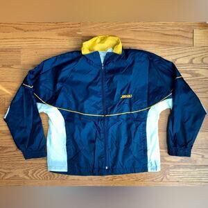 Brooks Vintage Navy Yellow Windbreaker Pockets Jacket Women’s Size M